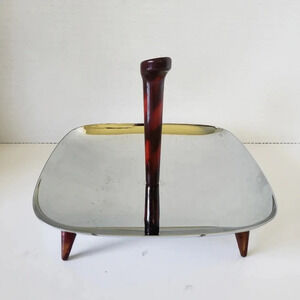 Vintage Retro  Gourmates Serving Tray with Bakelite Handle/Feet.